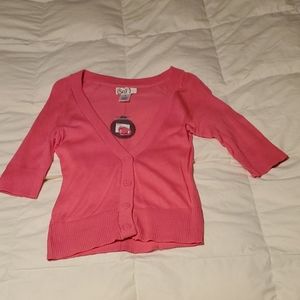 SO brand women's pink v-neck cardigan sweater with 3/4 length sleeves. NWT Small